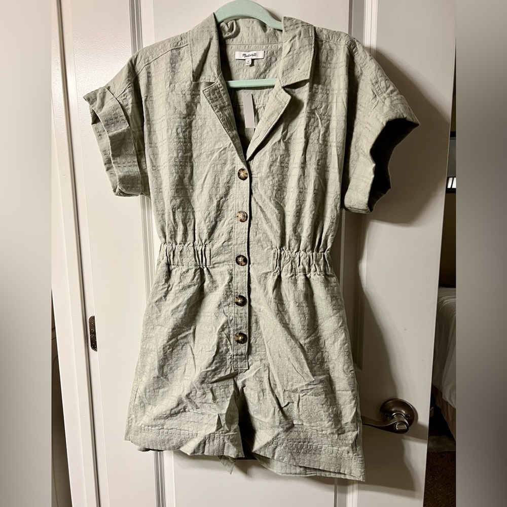 Madewell Mint Green button up Romper